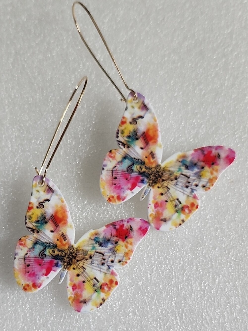 Hand Crafted Multicolor Butterfly Earrings - Pink, Yellow, Blue
